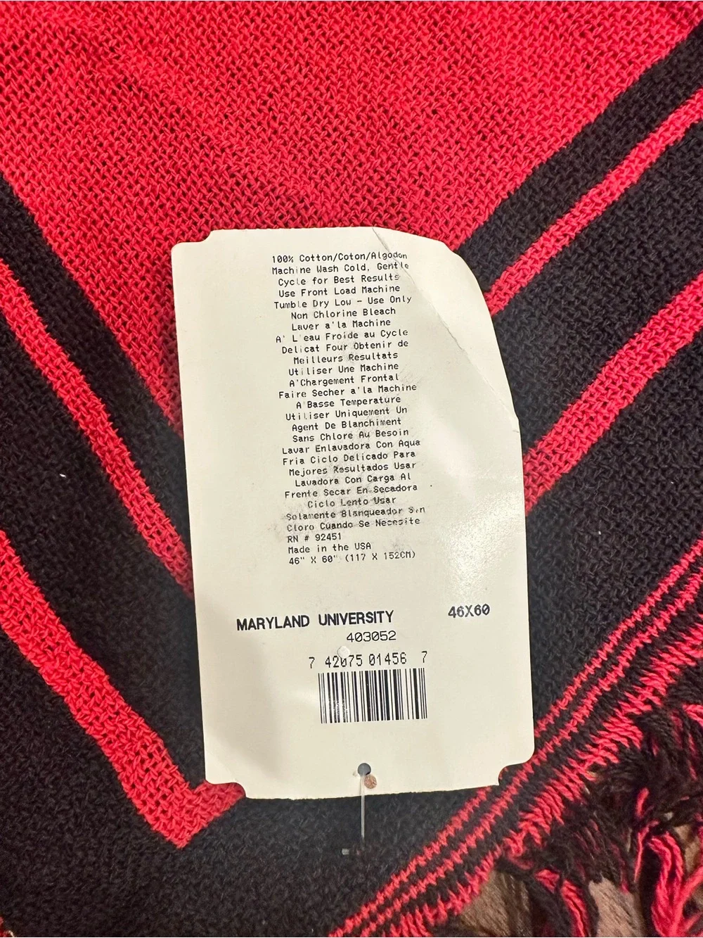 NWT - University of Maryland - Throw Blanket - Looks great hung on wall!
